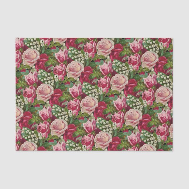 Papier Mousseline Roses roses et rouges (Recto)