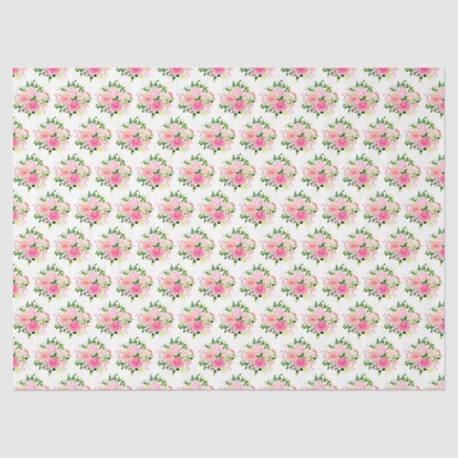 Papier Mousseline Roses roses fleurs et feuillage (Recto)