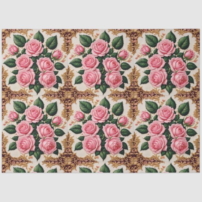 Papier Mousseline Roses roses modernes belle collection (Recto)