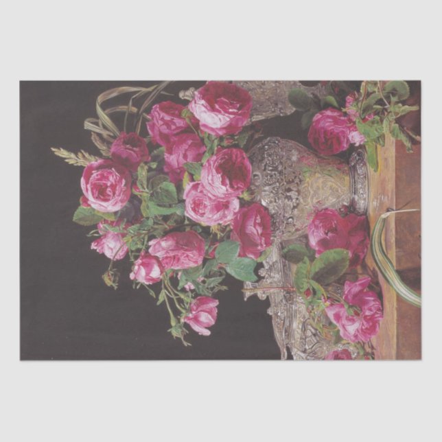 Papier Mousseline Roses roses (par Ferdinand Georg Waldmüller) (Recto)