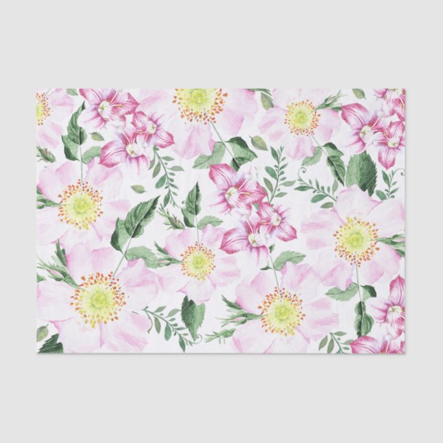 Papier Mousseline Roses roses roses Boho Floral Motif (Recto)