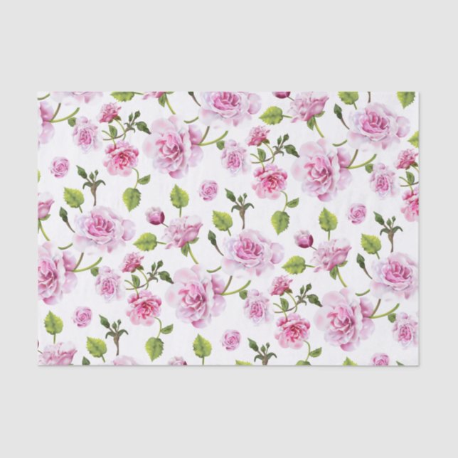 Papier Mousseline Roses roses roses florales Impression (Recto)