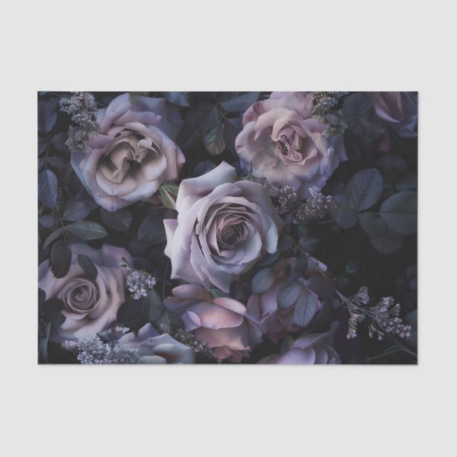 Papier Mousseline Roses roses roses foncées et moody (Recto)