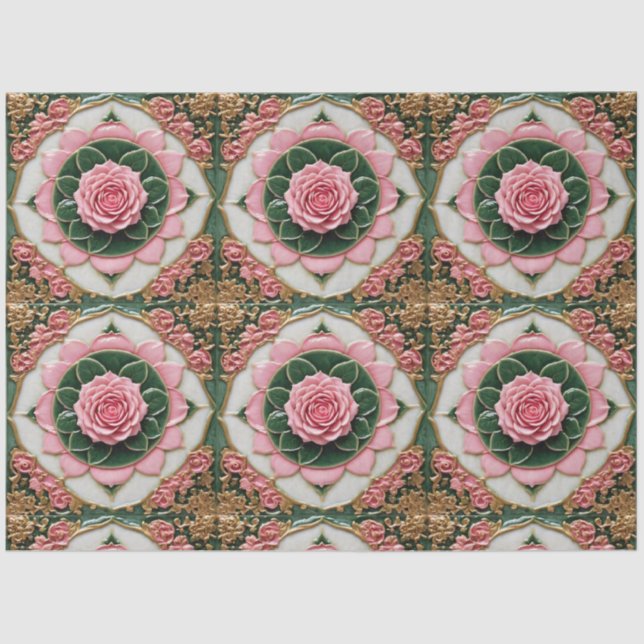 Papier Mousseline Roses Roses Roses Modernes Belle Collection (Recto)