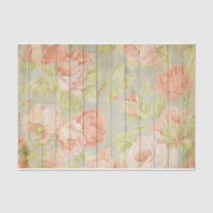 Papier Mousseline Roses Roses Rouge Pastel Sur Découpage En Bois Rus