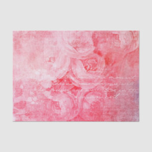 Papier Mousseline Roses roses Script Écriture Antique désistée