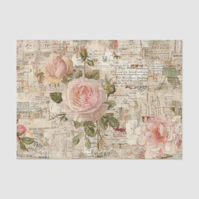 Papier Mousseline Roses roses vintage (Recto)