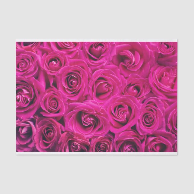 Papier Mousseline Roses roses vives (Recto)