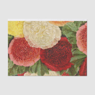 Papier Mousseline Roses rouges blanches roses jaunes Antique Vintage