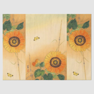 Papier Mousseline ROSES ROUGES ET BOUTEILLES JAUNES Floral noir