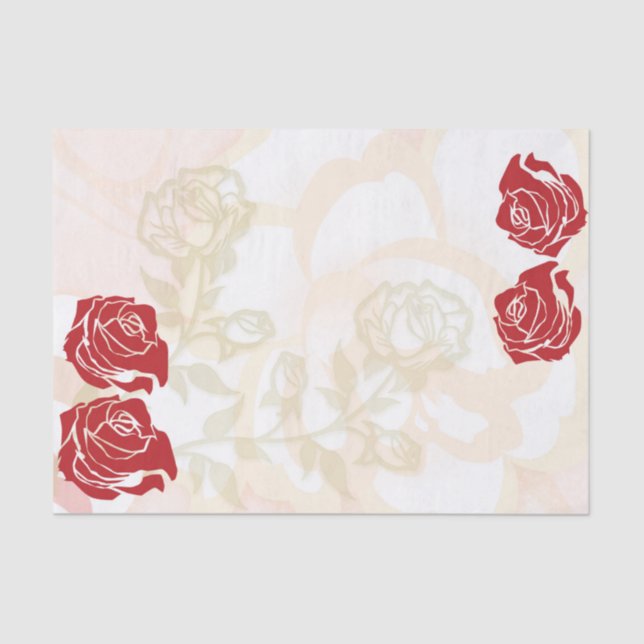 Papier Mousseline Roses rouges et d'or (Recto)
