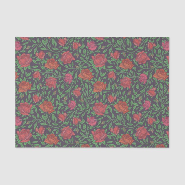 Papier Mousseline Roses rouges et fuchsia parfaites de style gothiqu (Recto)