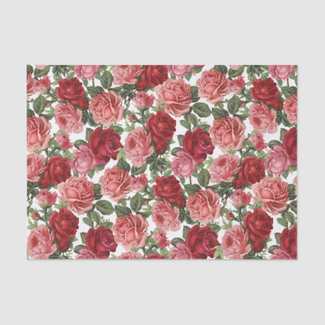Papier Mousseline Roses rouges et roses Fleurs de papier de tissus f (Recto)
