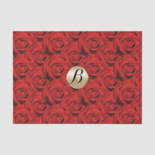 Papier Mousseline Roses rouges glamour Monogramme doré Élégant Moder