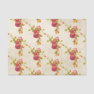 Papier Mousseline Roses rouges Motifs vintages sur l'embarcation de