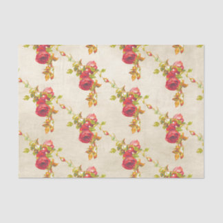 Papier Mousseline Roses rouges Motifs vintages sur l'embarcation de