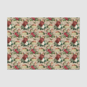 Papier Mousseline Roses rouges vintages et champignons