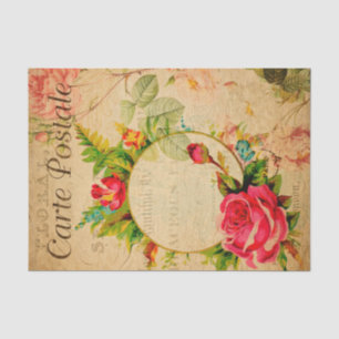 Papier Mousseline Roses rouges vintages Fleurs florales Français