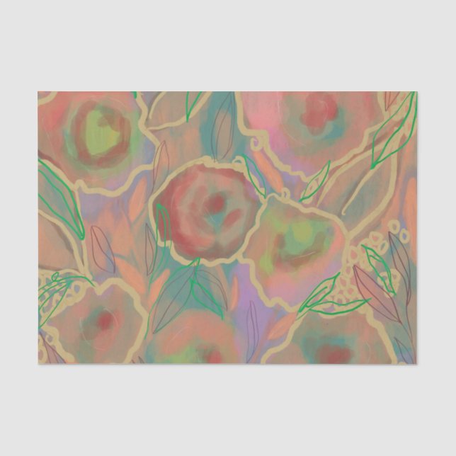 Papier Mousseline Roses sauvages multicolores (Recto)