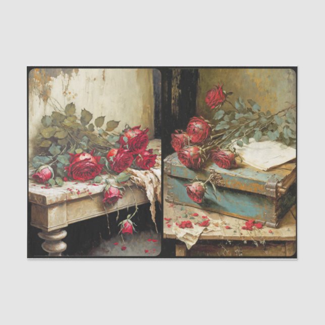 Papier Mousseline Roses séchés (Recto)
