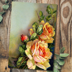 Papier Mousseline Roses vintage Gold et Blush