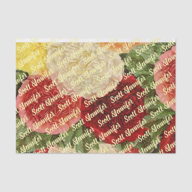 Papier Mousseline Roses Vintages rouges blanches roses personnalisée (Recto)