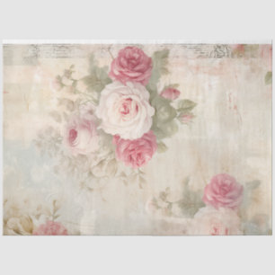 Papier Mousseline roses vintages victoriens blush shabby chic rétro