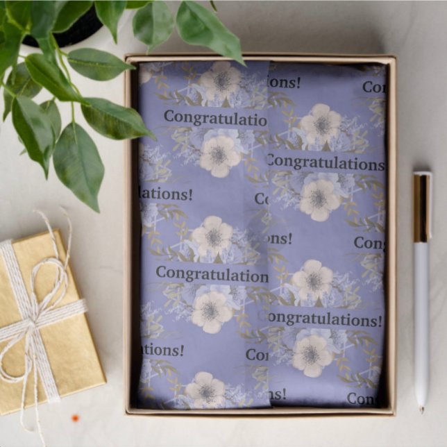 Papier Mousseline  Roses Violettes & Pastel Personnalisées  (Pastel lavender background with wild rose pattern and template text. )