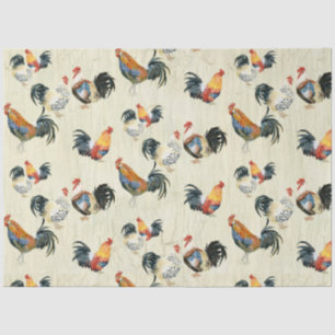 Papier Mousseline Rosters rustique aquarelle bois découpage