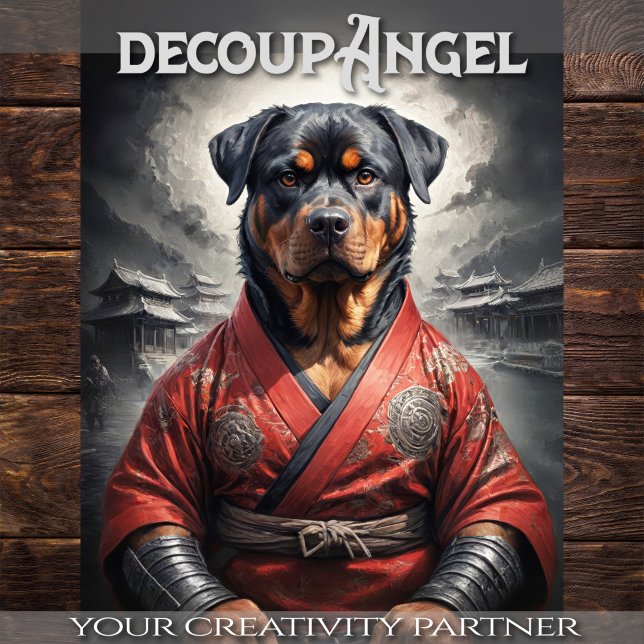 Papier Mousseline Rottweiler en rouge Kimono - Découpage - (Créateur téléchargé)