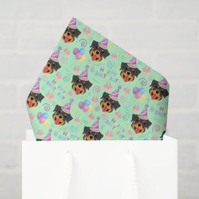 Papier Mousseline Rottweiler Tissue Paper in Green (Sac cadeau)