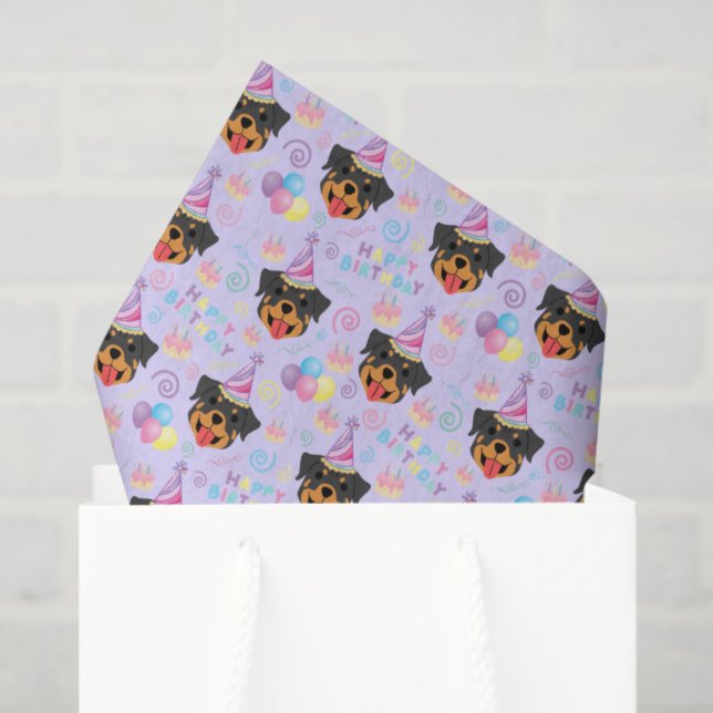 Papier Mousseline Rottweiler Tissue Paper in Purple (Sac cadeau)