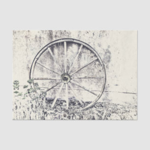 Papier Mousseline Roue Rustique Occidentale Noir Et Blanc Wagon