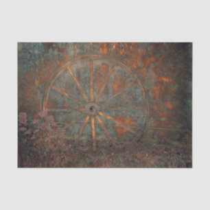 Papier Mousseline Roue Vintage Rustique Occidentale Automne Orange W