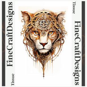 Papier Mousseline Roues métalliques Steampunk Tiger Decoupage L 136