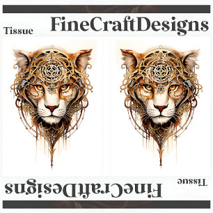 Papier Mousseline Roues métalliques Steampunk Tiger Decoupage LR 136