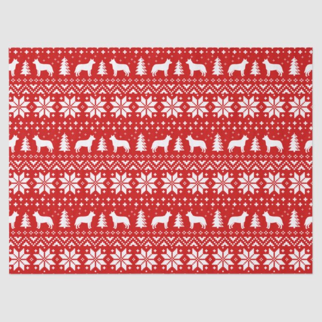 Papier Mousseline Rouge australien de motif de Noël de chiens de (Recto)