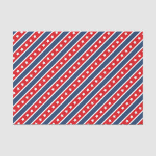 Papier Mousseline Rouge, Blanc & Bleu Patriotique USA Étoiles & Rayu