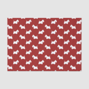 Papier Mousseline Rouge blanc de motif de silhouettes de Terrier