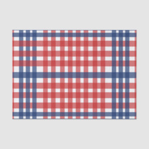 Papier Mousseline Rouge blanc et bleu En vichy plaid