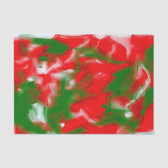Papier Mousseline Rouge, blanc et vert Abstrait (Recto)
