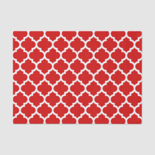 Papier Mousseline Rouge Blanc Marocain Quatrefoil Motif #5