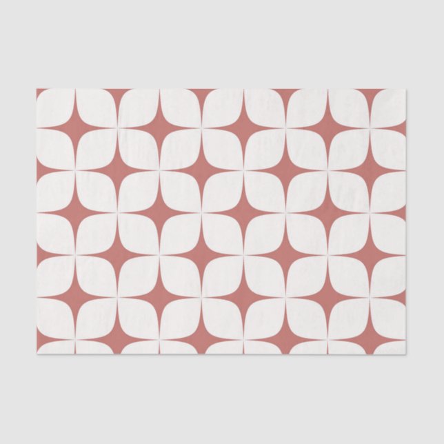 Papier Mousseline Rouge Blanc Moyen Siècle moderne Boho géométrique (Recto)