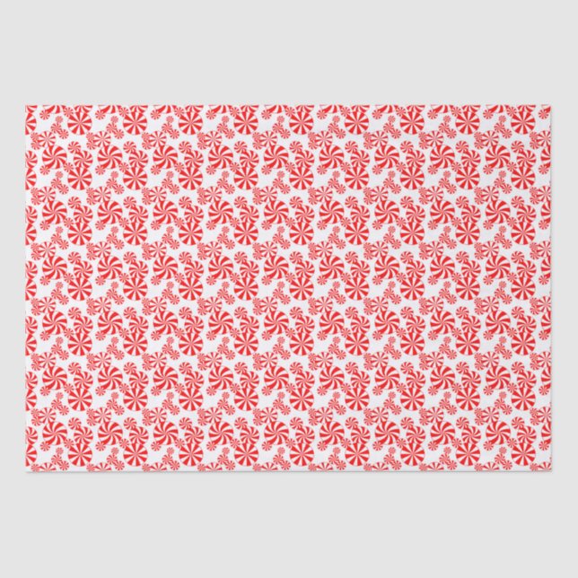 Papier Mousseline Rouge Blanc Peppermenthe Candy Holdiay Motif (Recto)