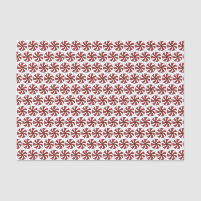 Papier Mousseline Rouge Blanc Peppermenthe Swirl Monnaie Noël (Recto)
