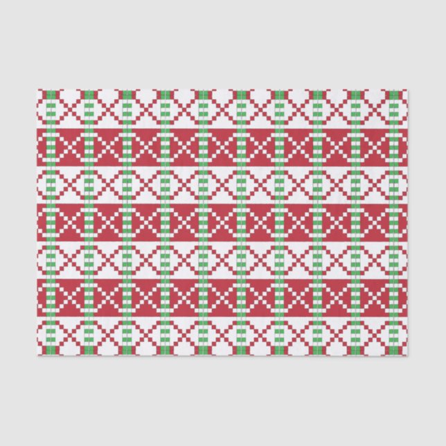 Papier Mousseline Rouge, blanc, vert letton Letton Ethnic Folk art (Recto)