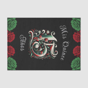 Papier Mousseline Rouge Blanc Vert Mis Quince Anos 15 Quinceañera