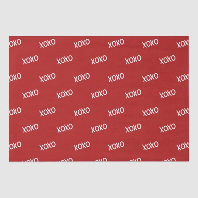 Papier Mousseline Rouge Blanc XOXO Réception de Mariage  (Recto)
