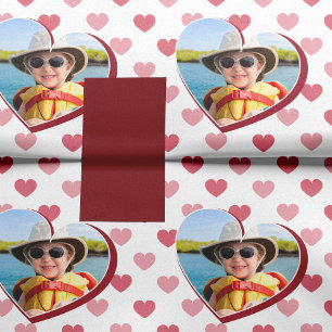 Papier Mousseline Rouge + Coeurs roses Motif avec photo Saint-Valent