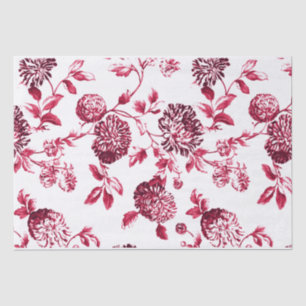Papier Mousseline Rouge de cerise Toile floral vintage No.2